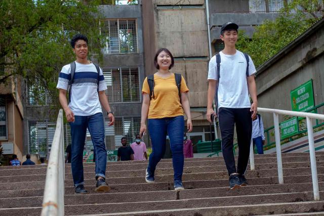 Students walking