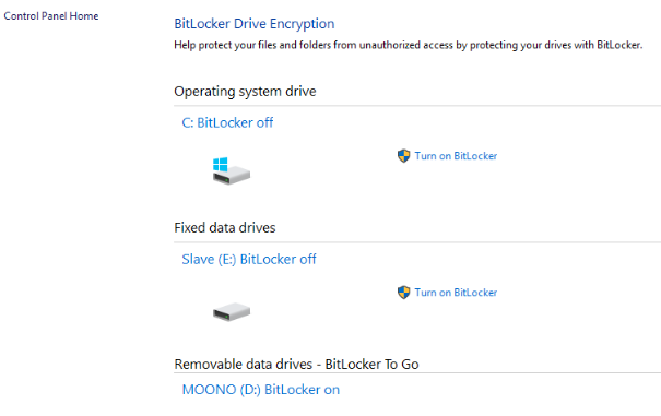 BitLocker setup